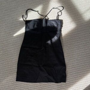 cult gaia Black Mini Slip Dress with Spaghetti Straps